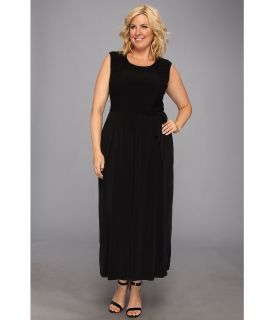 Calvin Klein Plus Cpslv Maxi Matte Jersey Dress w/ LC Womens Dress (Black)