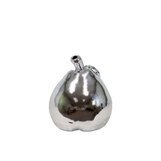 Urban Trends Collection Silver Ceramic Pear Accent Piece (CeramicFinish SilverDimensions 5 inches high x 4.5 inches in diameter UPC 877101506157For Decorative Purposes OnlyDoes Not Hold Water)