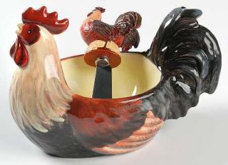 Golden Rooster Dip Bowl & Spreader Set, Fine China Dinnerware   Geoff Allen,Roos