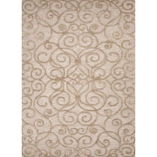 Transitional Beige/brown Wool/silk Tufted Area Rug (36 X 56)