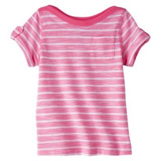 Cherokee Infant Toddler Girls Striped Short Sleeve Tee   Dazzle Pink 12 M