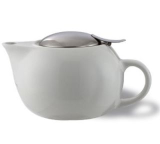 Service Ideas 10 oz Teapot w/ Lid, Infuser Basket, White Ceramic