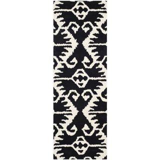 Safavieh Hand made Wyndham Black/ Ivory Wool Rug (23 X 7)