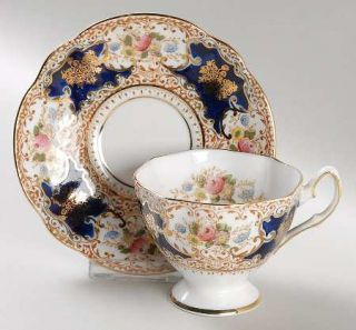 Salisbury 2207 Footed Cup & Saucer Set, Fine China Dinnerware   Cobalt Blue Bord