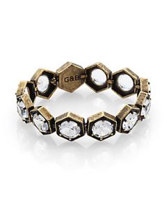 Giles & Brother Crystal Hexagon Link Bracelet   Gold Clear