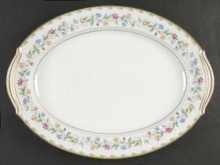 Noritake Elmhurst 16 Oval Serving Platter, Fine China Dinnerware   Green Edge,P