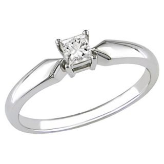 10K White Gold 1/4ct Princess Diamond Solitaire Ring
