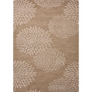 Hand tufted Transitional Floral pattern Brown Textured Rug (8 X 11)