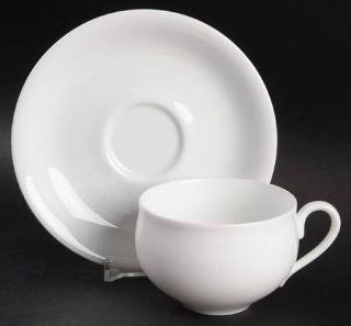 Mikasa Eggshell Flat Cup & Saucer Set, Fine China Dinnerware   All White