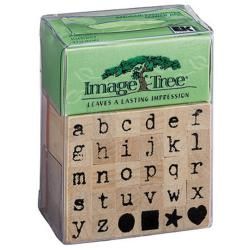 Image Tree Handle Rubber Stamp Set antique Typewriter Alphabet/lower