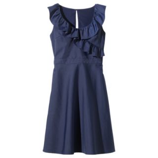 TEVOLIO Womens Plus Size Taffeta V Neck Ruffle Dress   Academy Blue   24W