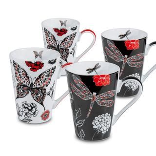 Konitz Dragonfly/ Butterfly Porcelain Mugs (set Of 4)