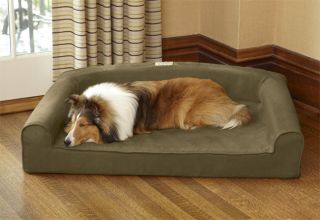 One piece Memory foam Bolster Dog Bed Cover/Liner / Medium, Olive,