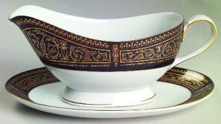 Seyei Anniversary Gravy Boat & Underplate (Relish), Fine China Dinnerware   Blac