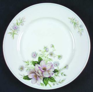 Grace Rochelle Dinner Plate, Fine China Dinnerware   Pink/Yellow Flowers, Blue R