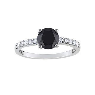 1 1/4 CT. T.W. White & Color Treated Black Diamond Engagement Ring, Womens