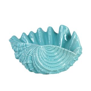 Urban Trends Collection Blue Ceramic Seashell (11.22 inches long x 6.94 inches wide x 12.83 inches highModel 40013For decorative purposes onlyDoes not hold water CeramicSize 11.22 inches long x 6.94 inches wide x 12.83 inches highModel 40013For decorat
