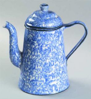 Stangl Town & Country Blue Teapot & Lid, Fine China Dinnerware   Blue Sponge Des