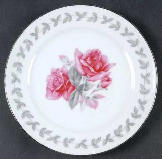 Hira China American Rose Salad Plate, Fine China Dinnerware   Pink Roses, Gray L