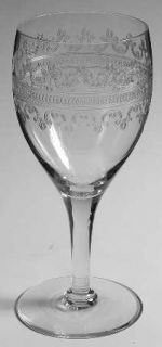 Fostoria Large Cloverleaf Water Goblet   Stem #863, Needle Etch Design