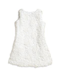 Girls Soutache Embroidered Dress   White