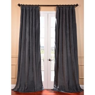 Natural Grey Velvet Blackout 96 inch Curtain Panel