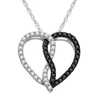 ONLINE ONLY   CT. T.W. White & Color Enhanced Black Diamond Heart Pendant,