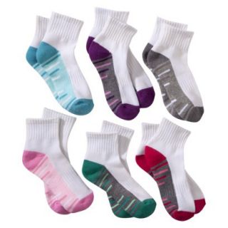 Circo Girls 6 Pack Multi Striped Ankle Socks   Assorted Colors 5.5 8.5