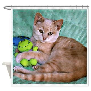  Orange Tabby Shower Curtain  Use code FREECART at Checkout