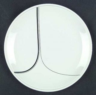 Newcor Zip Dinner Plate, Fine China Dinnerware   Black Line Design, Cream Backgr