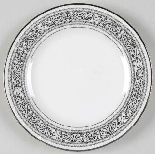 Noritake Prelude Bread & Butter Plate, Fine China Dinnerware   Black Scroll & Fa