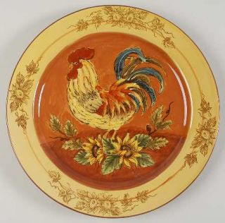 Maxcera Corp Orange Rooster Dinner Plate, Fine China Dinnerware   Rooster,Yellow