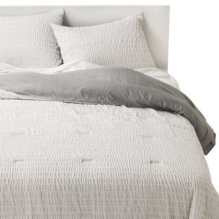 Room Essentials Printed X Seersucker Comforter Set   Silver Gray (Full/Queen)