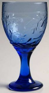 Libbey   Rock Sharpe Garden Vine Blue Water Goblet   Mediterranean Blue, Raised