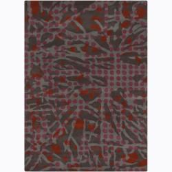 Hand tufted Red/brown/gray Mandara Abstract Wool Rug (7 X 10)