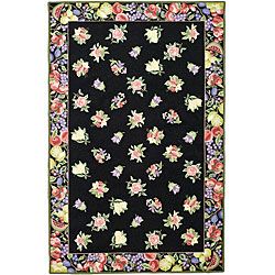 Hand hooked Fruit Harvest Black Wool Rug (39 X 59)