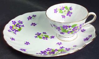 Tuscan   Royal Tuscan Woodland Violet Snack Plate & Cup Set, Fine China Dinnerwa