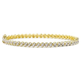 1 CT. T.W. Diamond 10K Yellow Gold Tennis Bracelet, Womens