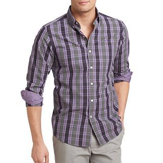 IZOD Patterned Woven Shirt, Purple, Mens