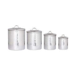 Old Dutch International 4 pc. Hammered Stainless Steel Canister Set