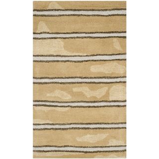 Martha Stewart Chalk Stripe Toffee Gold Wool/ Viscose Rug (26 X 43)