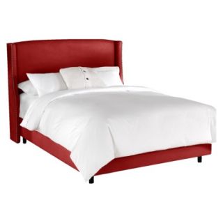 Skyline King Bed Embarcadero Nail Button Wingback Bed   Linen Antique Red