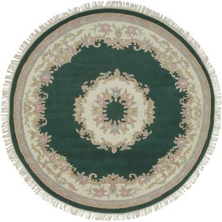 Hand knotted New Zealand Wool Green Rug (8 Round)