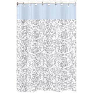 Sweet Jojo Designs Avery Gray and Blue Kids Shower Curtain (Gray, White and BlueMaterials Brushed microfiber and 100 percent cottonDimensions 72 inches high x 72 inches wideCare instructions Machine washableShower hooks and liners are not includedThe d