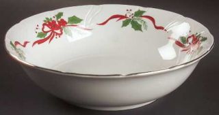 Baum Brothers Victorian Holiday Poinsettia 9 Round Vegetable Bowl, Fine China D