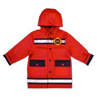 Raindrops Infant Toddler Boys Fire Man Raincoat   Red 2T