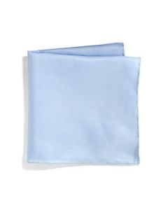  Collection Silk Solid Pocket Square   Light Blue