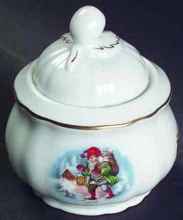 Christineholm Old Fashioned Christmas Sugar Bowl & Lid, Fine China Dinnerware  