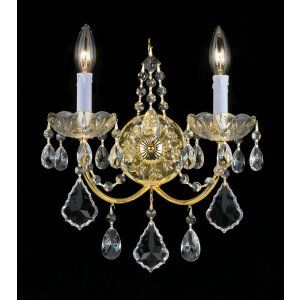 Crystorama Lighting CRY 3222 GD CL MWP Imperial Solid Brass Crystal Wall Sconce