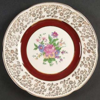 British Empire Ware Charmian Salad Plate, Fine China Dinnerware   Red Inner Band